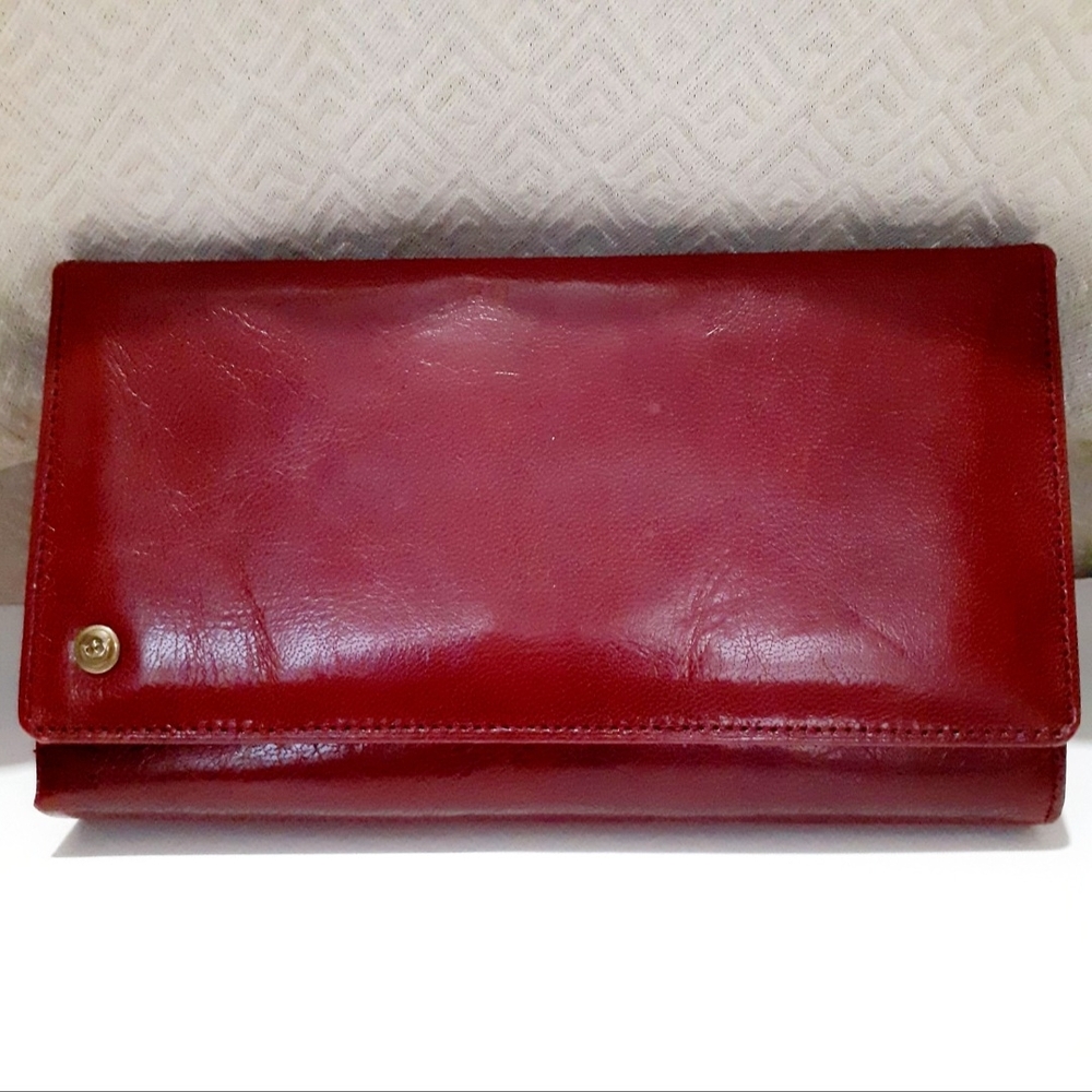 7" Vintage Burgundy Continental Wallet with Front Flap Closure and Kisslock